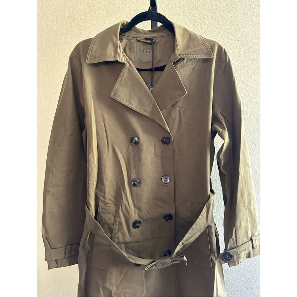 Blank NYC Double-Breasted Trench Coat in Road Trip Size S
